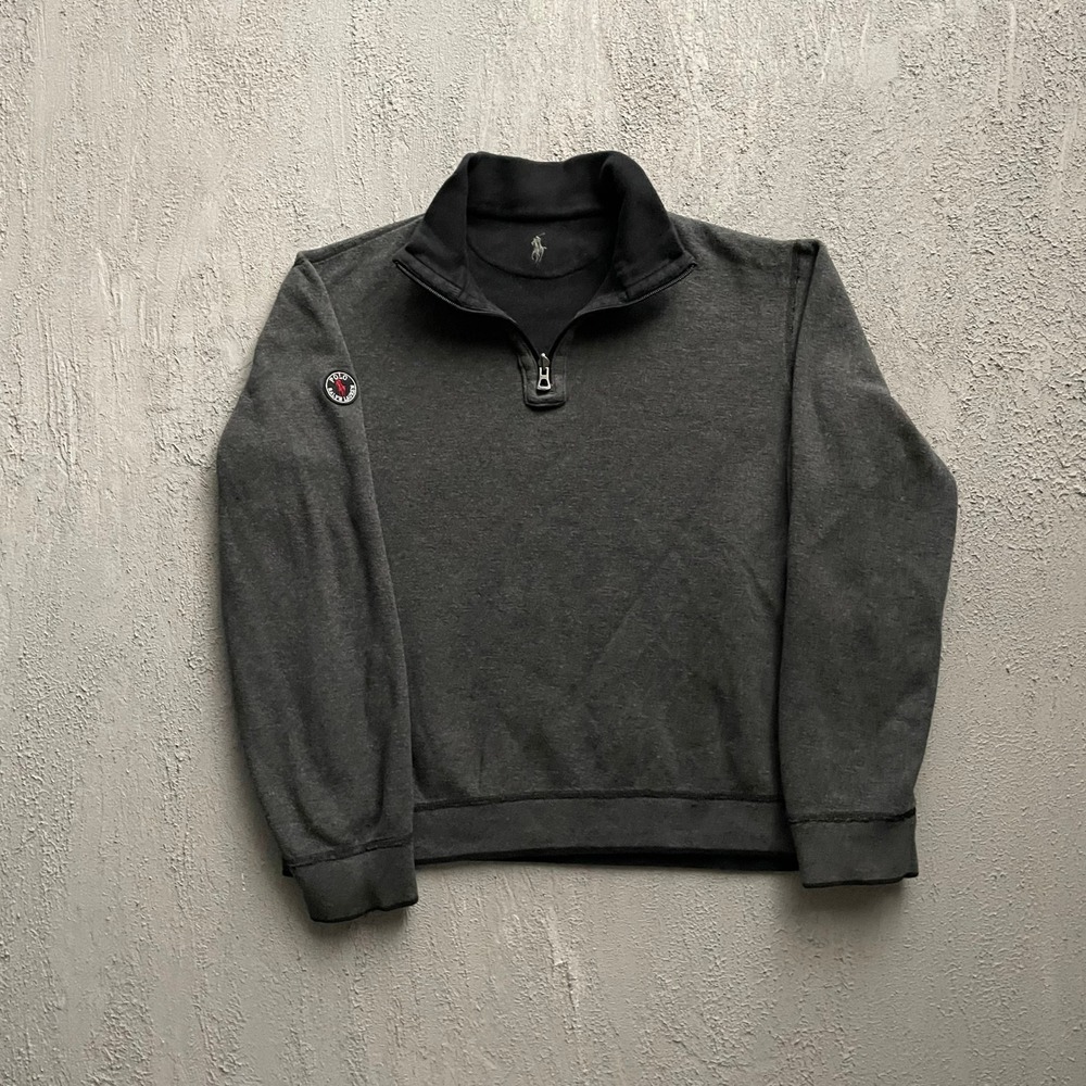 Vintage Polo Ralph Lauren reversible Quarter Zip Pullover Mens Large Grey Y2K